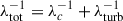 Mathematical equation: $ \lambda_{\mathrm{tot}}^{-1} = \lambda_{c}^{-1} + \lambda_{\mathrm{turb}}^{-1} $