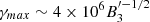 Mathematical equation: $ \gamma_{max} \sim 4 \times 10^{6} B_{3}^{\prime -1/2} $