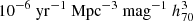 $ 10^{-6} \ \mathrm{yr}^{-1} \ \mathrm{Mpc}^{-3} \ \mathrm{mag}^{-1} \ h^{3}_{70} $