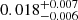 $ 0.018^{+0.007}_{-0.006} $