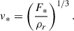 Mathematical equation: $$ \begin{aligned} v_{*}=\left( \frac{F_{*}}{\rho _r} \right)^{1/3}. \end{aligned} $$