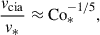 Mathematical equation: $$ \begin{aligned} \frac{v_{\rm cia}}{v_*}&\approx \mathrm{Co} _{*}^{-1/5}, \end{aligned} $$