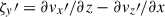 Mathematical equation: $ \zeta_{y}\prime=\partial v_{x}\prime/\partial z -\partial v_{z}\prime/\partial x $