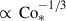 Mathematical equation: $ \propto\,\mathrm{Co}_{*}^{-1/3} $