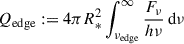Mathematical equation: $ Q_{\mathrm{edge}}:= 4 \pi R_\ast^2 \int_{\nu_{\mathrm{edge}}}^{\infty} \frac{F_{\nu}}{h\nu} \,\mathrm{d}\nu $