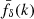 Mathematical equation: $ \bar{f}_\delta(k) $