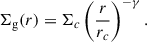 Mathematical equation: $$ \begin{aligned} \Sigma _{\mathrm{g} } (r) = \Sigma _{c} \left( \frac{r}{r_{c}}\right)^{-\gamma }. \end{aligned} $$