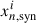 Mathematical equation: $ x_{n,\mathrm{syn}}^{i} $