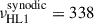 Mathematical equation: $ \nu_{\mathrm{HL1}}^{\mathrm{synodic}} = 338 $