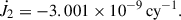 Mathematical equation: $ \dot J_{2} = -3.001\times10^{-9}\,\mathrm{cy}^{-1}. $