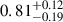 $ 0.81^{+0.12}_{-0.19} $