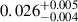 $ 0.026^{+0.005}_{-0.004} $