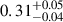 $ 0.31^{+0.05}_{-0.04} $