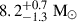 Mathematical equation: $ 8.2^{+0.7}_{-1.3}\ \mathrm{M_{\odot}} $