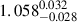 $ 1.058^{0.032}_{-0.028} $