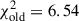 Mathematical equation: $ \chi^{2}_\mathrm{{old}}=6.54 $