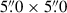 Mathematical equation: $ 5{{\overset{\prime\prime}{.}}}0 \times 5{{\overset{\prime\prime}{.}}}0 $