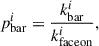 Mathematical equation: $$ p^{i}_{\rm bar} = \frac{k^{i}_{\rm bar}}{k^{i}_{\rm faceon}}, $$