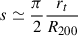 Mathematical equation: $$ \begin{aligned} s \simeq \frac{\pi }{2} \frac{r_t}{R_{\rm 200}} \end{aligned} $$
