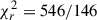 Mathematical equation: $ \chi^{2}_{r} = 546/146 $