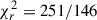 Mathematical equation: $ \chi^{2}_{r} = 251/146 $