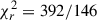 Mathematical equation: $ \chi^{2}_{r} = 392/146 $