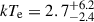 Mathematical equation: $ kT_{\mathrm{e}} = 2.7^{+6.2}_{-2.4} $