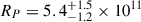 Mathematical equation: $ R_{P} = 5.4^{+1.5}_{-1.2}\times10^{11} $