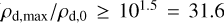 Mathematical equation: $\rho_{\mathrm{d}, \max} / \rho_{\mathrm{d}, 0} \geq 10^{1.5}=31.6$