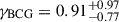 Mathematical equation: $ \gamma_{\mathrm{BCG}} = 0.91^{+0.97}_{-0.77} $