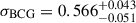 Mathematical equation: $ \sigma_{\mathrm{BCG}} = 0.566^{+0.043}_{-0.051} $