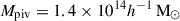 Mathematical equation: $ M_{\mathrm{piv}} = 1.4\times10^{14}{h^{-1}\,\mathrm{M}_{\odot}} $