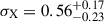 Mathematical equation: $ \sigma_{\mathrm{X}} = 0.56^{+0.17}_{-0.23} $