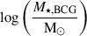 $ \log\left(\frac{M_{\star,\mathrm{BCG}}}{{\mathrm{M}_{\odot}}}\right) $