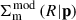 Mathematical equation: $ {\Sigma}_{\mathrm{m}}^{\mathrm{mod}}\left({R} | \mathbf{p}\right) $