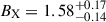Mathematical equation: $ B_{\mathrm{X}} = 1.58^{+0.17}_{-0.14} $