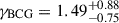 Mathematical equation: $ \gamma_{\mathrm{BCG}} = 1.49^{+0.88}_{-0.75} $
