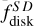 Mathematical equation: $\[f_{\text {disk}}^{S ~D}\]$