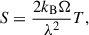 Mathematical equation: $$ \begin{aligned} S = \frac{2 k_{\rm B} \Omega }{\lambda ^2} T, \end{aligned} $$