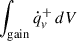 Mathematical equation: $ \int_{\text{gain}} \dot{q}^{+}_{v} \, dV $