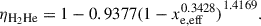 Mathematical equation: $$ \begin{aligned} \eta _{\rm H_2He}&= 1 -{ 0.9377(1-x_{\rm e,eff}^{0.3428})}^{1.4169}. \end{aligned} $$