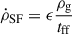 Mathematical equation: $$ \begin{aligned} \dot{\rho }_{\rm SF}=\epsilon \frac{\rho _{\rm g}}{t_{\rm ff}} \end{aligned} $$