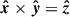 Mathematical equation: $ \boldsymbol{\hat{x}}\times\boldsymbol{\hat{y}}=\boldsymbol{\hat{z}} $