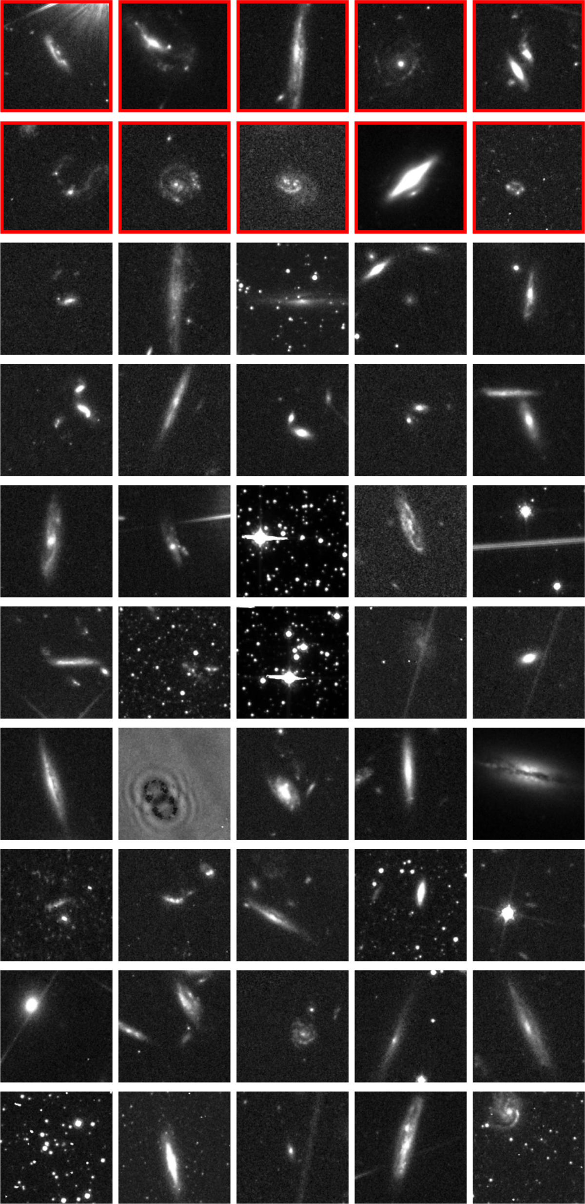 Identifying astrophysical anomalies in 99.6 million source cutouts from ...