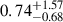 $ {0.74}^{+1.57}_{-0.68} $