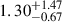 $ {1.30}^{+1.47}_{-0.67} $