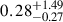 $ {0.28}^{+1.49}_{-0.27} $