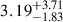 $ {3.19}^{+3.71}_{-1.83} $