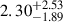 $ {2.30}^{+2.53}_{-1.89} $