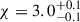 Mathematical equation: $ \chi = 3.0_{-0.1}^{+0.1} $